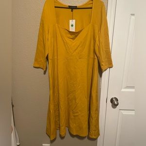 Mustard Square Neckline Dress